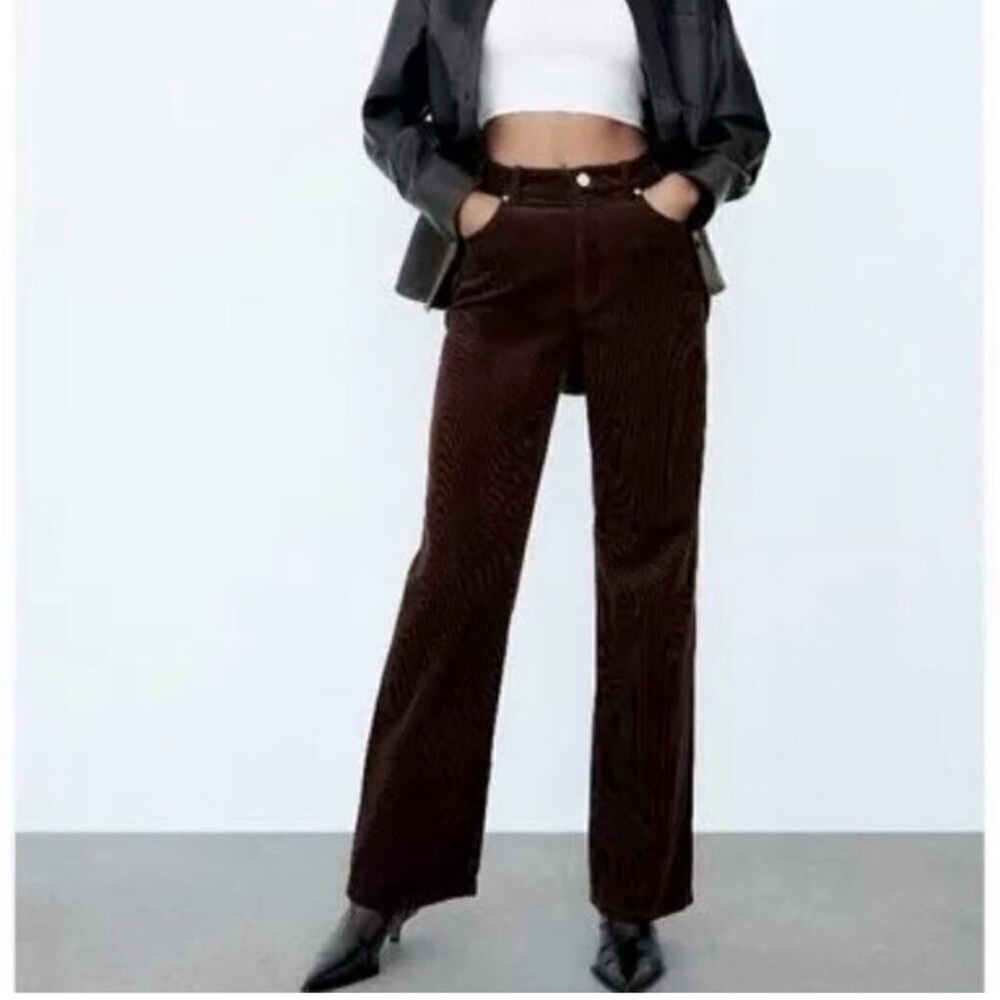 Zara Women's Dark Brown Corduroy Pants Vintage